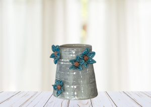 Keramik vase med 3D blomster - stentøj